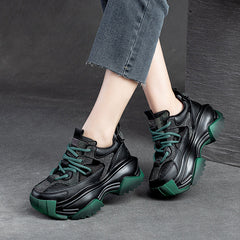 Women Retro Leather Dad Platform Sneakers Newgew Shoes