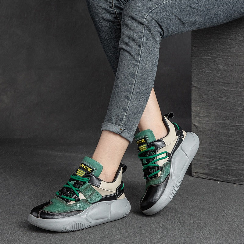 Women Fashion Patchwork Leather Casual Shoes Newgew Shoes