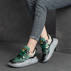 Women Fashion Patchwork Leather Casual Shoes Newgew Shoes