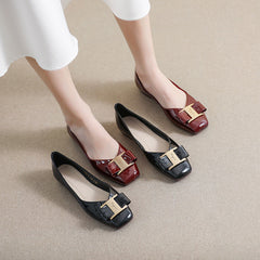 Women Retro Glossy Leather Casual Flats Newgew Shoes