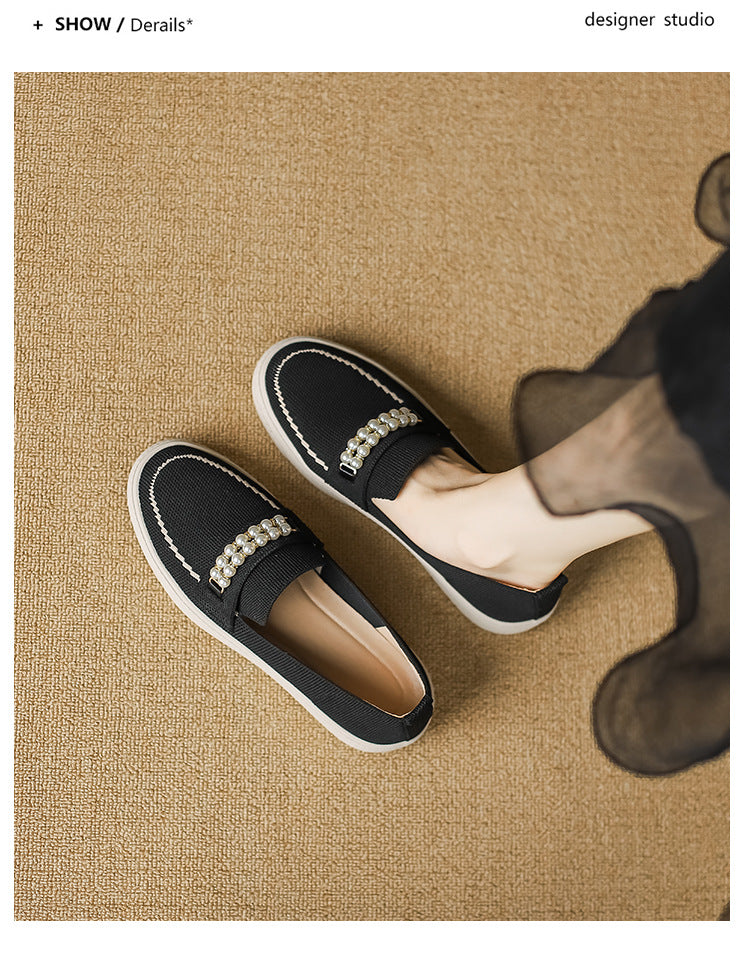 Fly Woven Flat Pearl Slip-On Loafers NewGew
