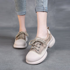 Women Fashion Leather Low Block Casual Shoes Newgew Shoes