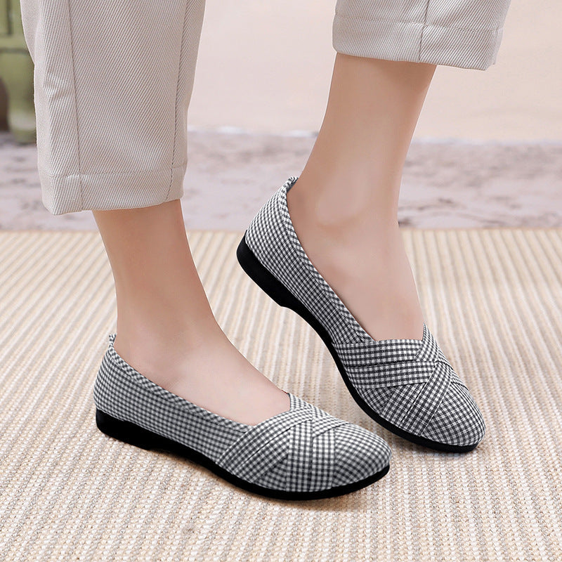 Women's Sole Ceremonial Polyurethane Old Cloth Low-cut Canvas Shoes Newgew