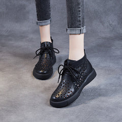 Women Minimalist Hollow Leather Summer Ankle Boots Newgew Shoes