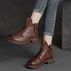 Women Retro Minimalist Leather Handmade Casual Boots Newgew Shoes