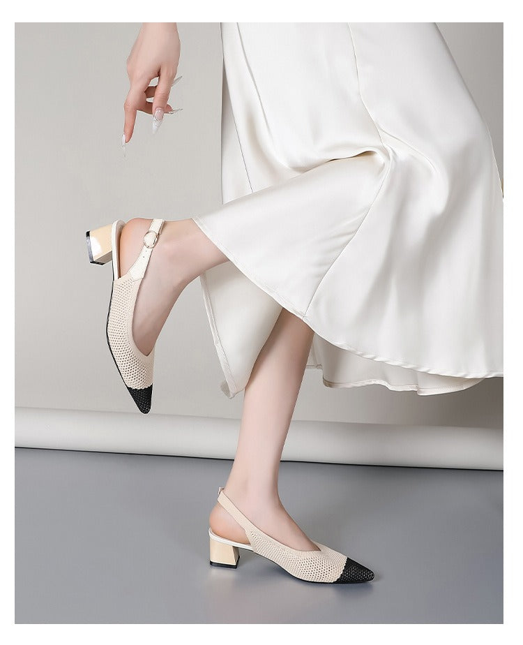 Braided Toe Strappy Mid-Heeled High Heels Newgew