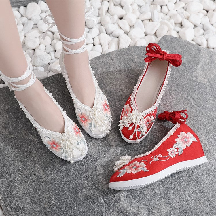 Women's For Han Chinese Clothing Invisible Elevated Canvas Shoes Newgew