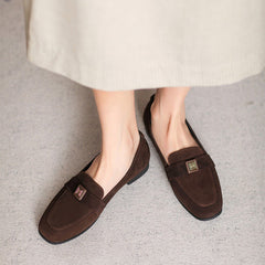 Women Retro Suede Minimalist Flat Casual Loafers Newgew Shoes