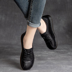 Women Retro Leather Soft Wedge Casual Work Shoes Newgew Shoes