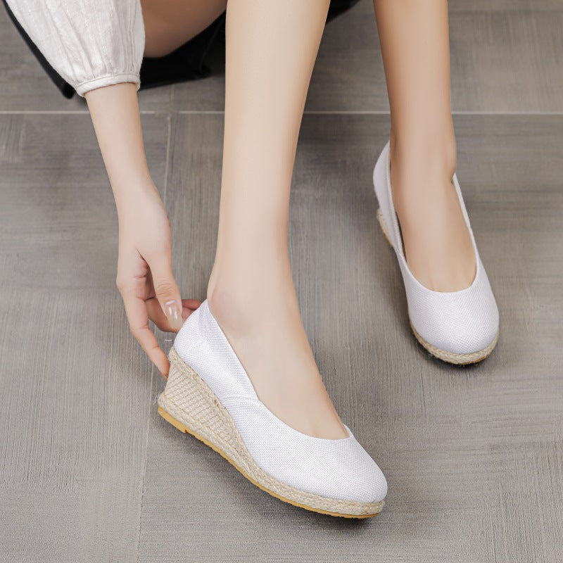 Casual Elegant Pu Slip On Wedge Heel Loafers Pairmore