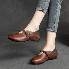 Women Retro Soft Leather Casual Flats Newgew Shoes