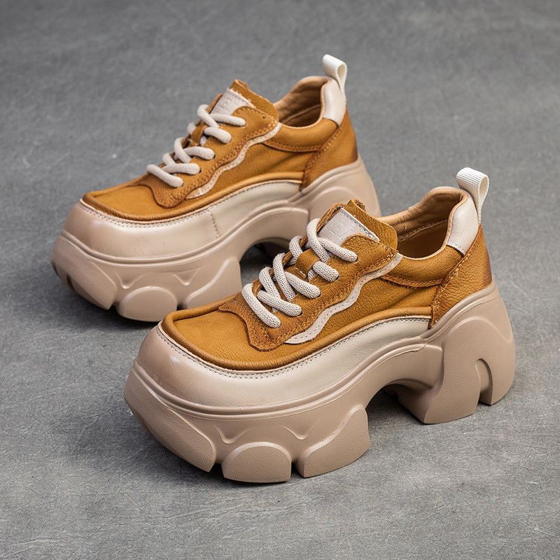 Women Minimalist Leather Chunky Platform Casual Shoes Newgew Shoes
