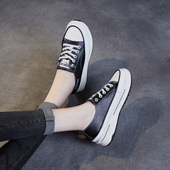 Women Fashion Leather Thick Soled Skate Casual Shoes Newgew Shoes