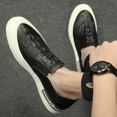 Men Casual Leather Flat Loafer Black Shoes Newgew Shoes