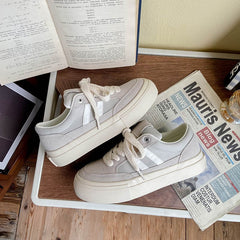 Women's Spring White Retro Surface Niche Canvas Shoes Newgew