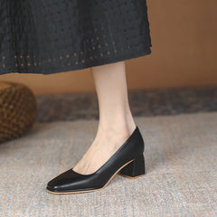 Women Soft Minimalist Chunky Heel Pumps Newgew Shoes