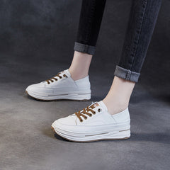 Women Fashion Leather Thick Soled Casual Shoes Newgew Shoes