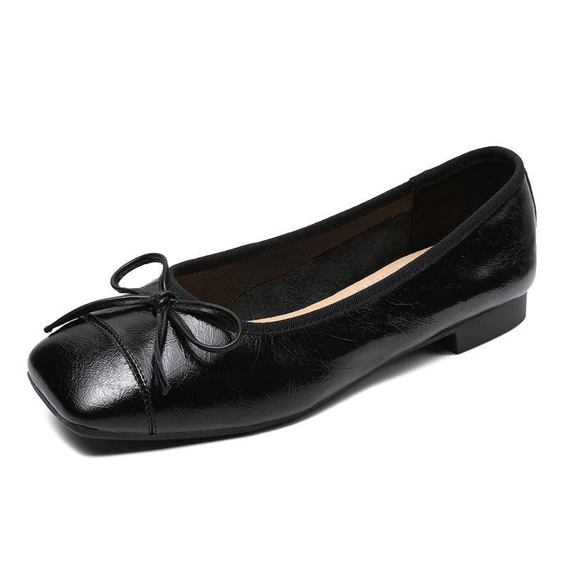 Women Retro Minimalist Leather Soft Flats Newgew Shoes