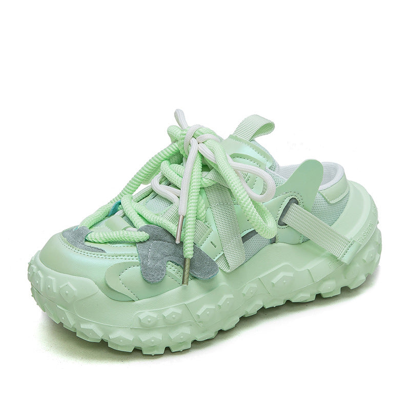 Women Retro Patchwork Low Top Platform Casual Shoes Newgew Shoes