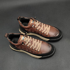Men Fashion Figured Leather Flat Casual Shoes Newgew Shoes