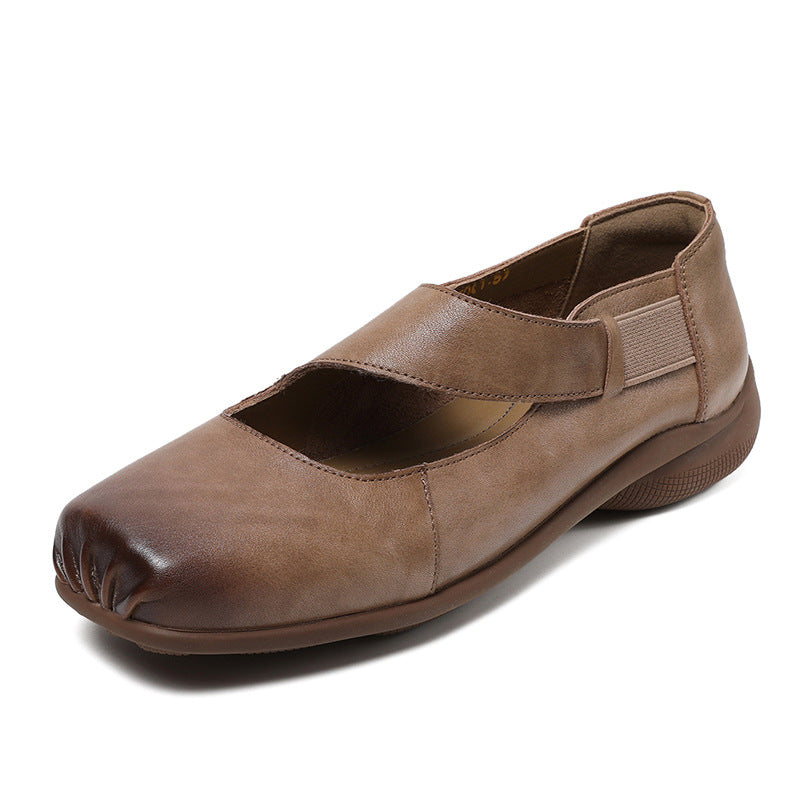 Women Retro Handmade Leather Flat Casual Shoes Newgew Shoes