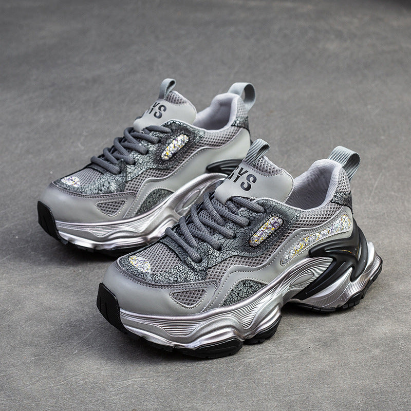 Women Retro Leather Casual Platform Dad Shoes Newgew Shoes