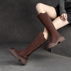 Women Retro Leather Minimalist Winter Riding Boots Newgew Shoes