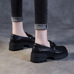 Women Hollow Breathable Leather Casual Platform Loafers Newgew Shoes