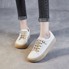 Women Minimalist Fashion Leather Flat Casual Shoes Newgew Shoes