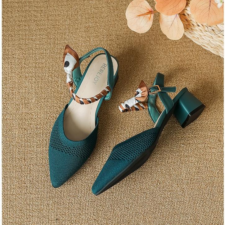 Ribbon Pointed Toe Woven High Heels newgew