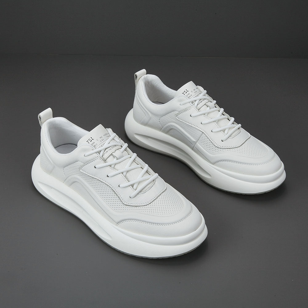 Men Minimalist Solid Breathable Leather Casual Sneakers Newgew Shoes