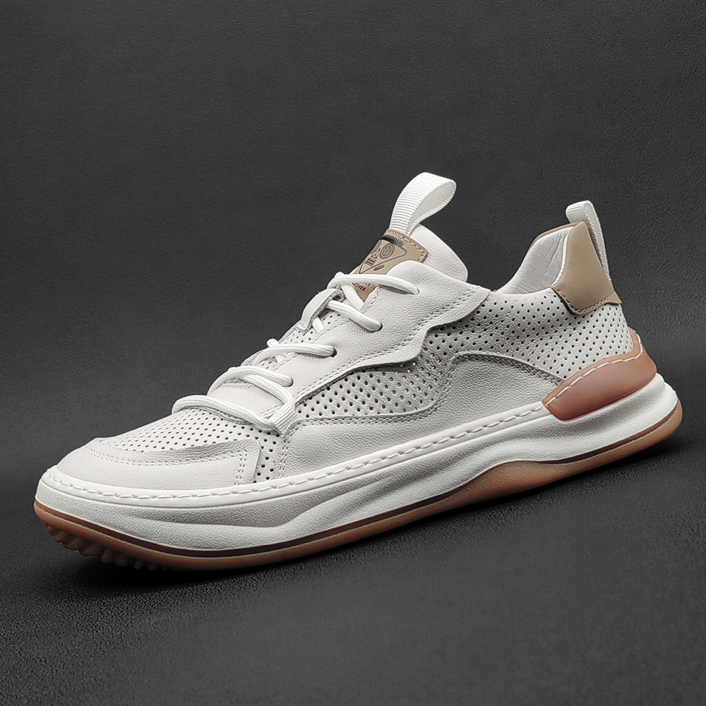 Men Hollow Leather Breathable Fashion Casual Sneakers Newgew Shoes