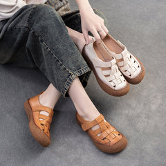 Women Retro Plaited Leather Flat Casual Sandals Newgew Shoes