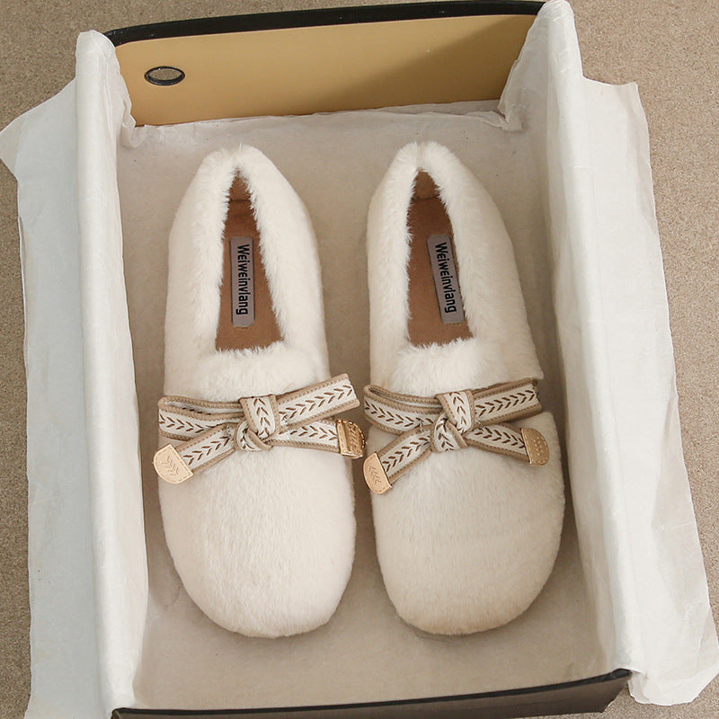 Women Soft Flat Winter Casual Fur Shoes Newgew Shoes