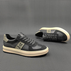 Men Stylish Color Matching Leather Flat Casual Sneakers Newgew Shoes