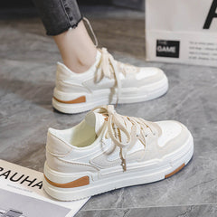 Stylish Women's Korean Platform White Canvas Shoes Newgew