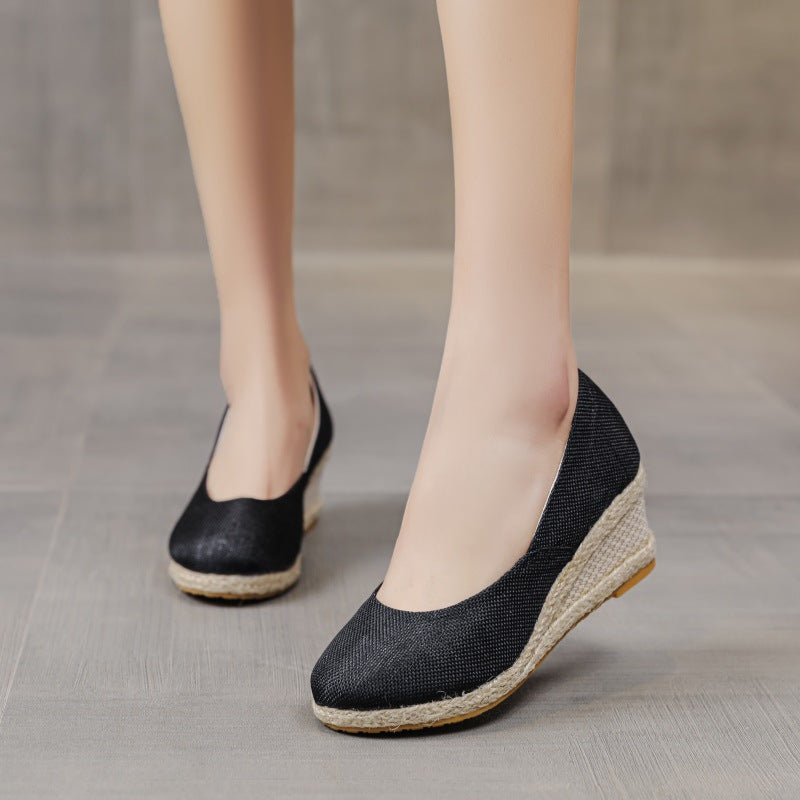 Casual Elegant Pu Slip On Wedge Heel Loafers Pairmore