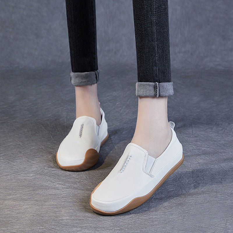 Women Soft Leather Minimalism Casual Loafers Newgew Shoes