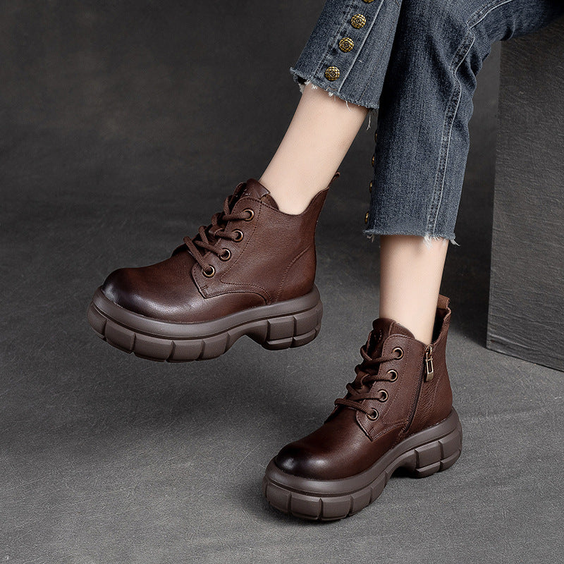 Women Minimalist Classic Leather Thick Soled Boots Newgew Shoes