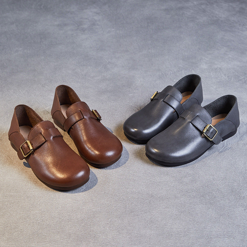 Women Retro Minimalist Soft Leather Casual Shoes Newgew Shoes