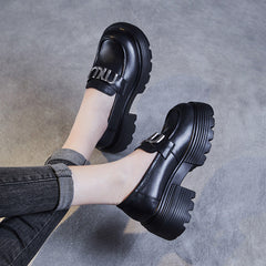 Women Minimalist Leather Chunky Platform Loafers Newgew Shoes