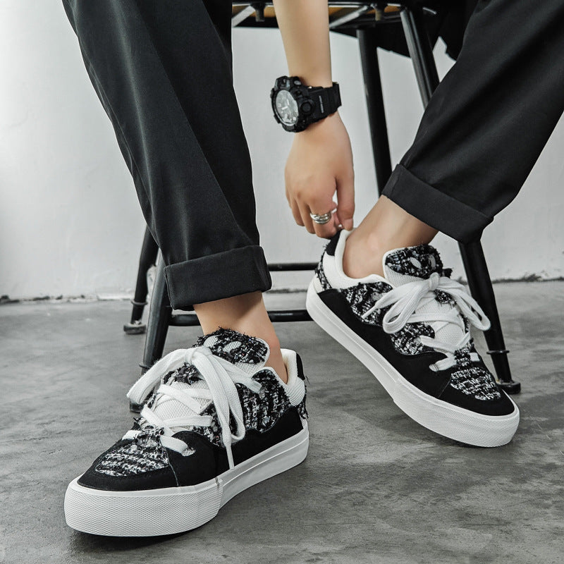 Men Fashion Patchwork Canvas Casual Skate Shoes Newgew Shoes