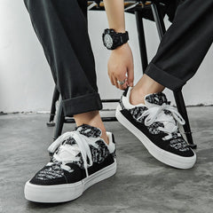 Men Fashion Patchwork Canvas Casual Skate Shoes Newgew Shoes