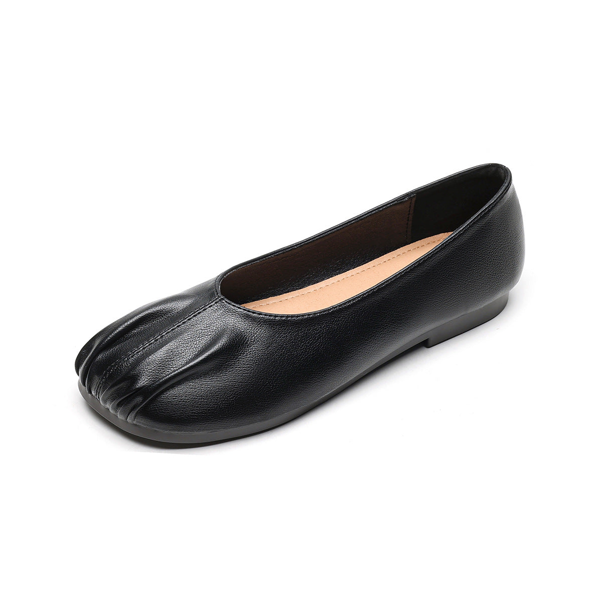 Women Minimalist Soft Pleated Leather Casual Flats Newgew Shoes