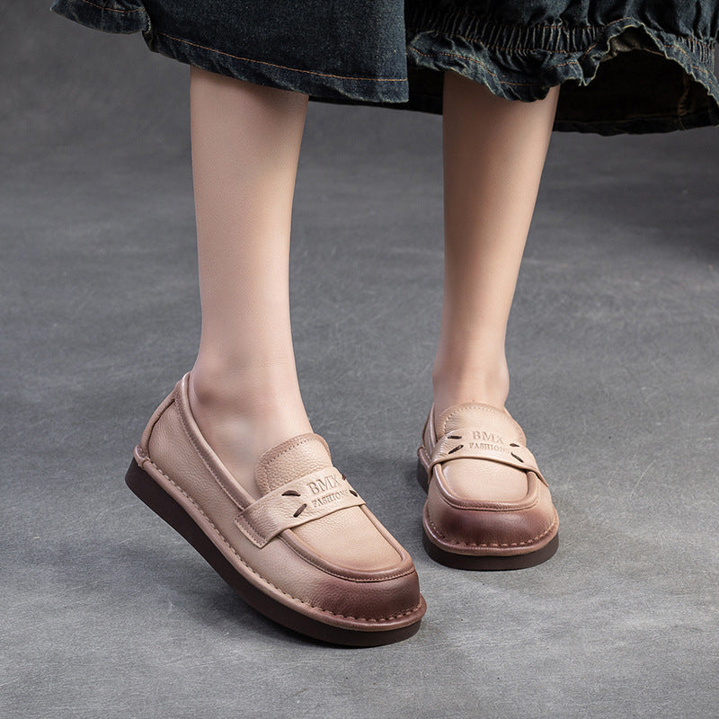 Women Minimalist Retro Soft Leather Flat Casual Loafers Newgew Shoes