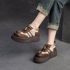 Women Minimalist Patchwork Leather Flat Casual Shoes Newgew Shoes