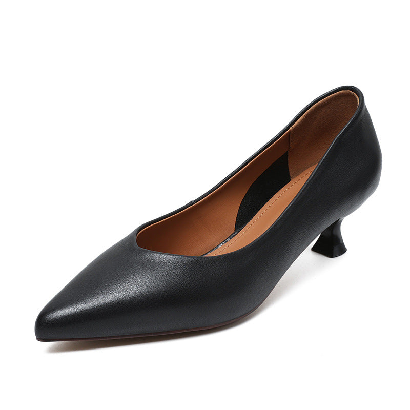 Women Minimalist Solid Leather Pumps Dress Shoes Newgew Shoes