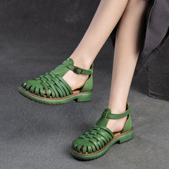 Women Retro Handmade Plaited Leather Casual Sandals Newgew Shoes