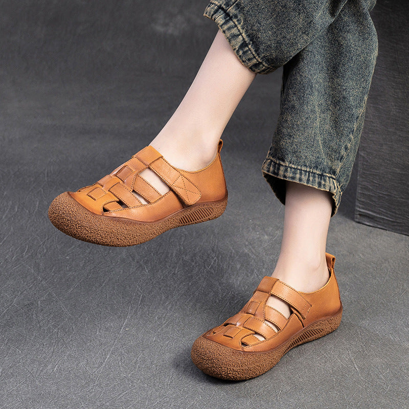 Women Retro Plaited Leather Flat Casual Sandals Newgew Shoes