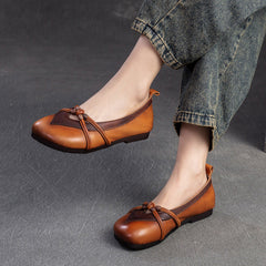 Women Retro Leather Soft Casual Flats Shoes Newgew Shoes